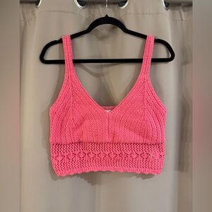 Hollister Pink  Crochet Crop Top